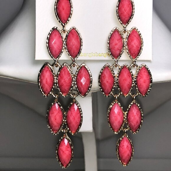 Amrita Fuchsia & Gold Chandelier Earrings - Picture 1 of 6